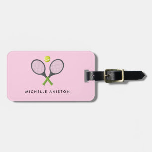 Trendy Tennis Racquet and Ball Personalized Luggage Tag