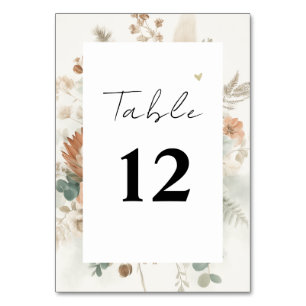 Trendy Terracotta Flowers Modern Wedding Table Number