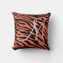 Trendy terracotta monogram zebra pattern 