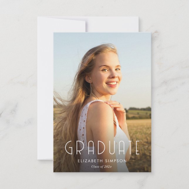 trendy text modern graduation announcement  (Front)