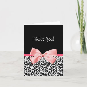 Trendy Thank You Leopard Print With Pink Ribbon Card