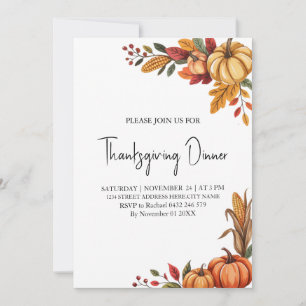 Trendy Thanksgiving Dinner Pumpkin          Invitation