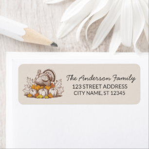 Trendy Thanksgiving Turkey Pumpkin Return Address 
