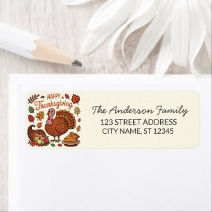 Trendy Thanksgiving Turkey Pumpkin Return Address