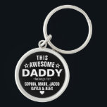 Trendy This Awesome Daddy Belongs To Father's Day Keychain<br><div class="desc">Personalized Trendy This Awesome Daddy Belongs To Star Father's Day Black Round Keychain
Personalize it with the names of your kids.</div>