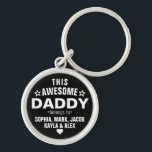 Trendy This Awesome Daddy Belongs To Father's Day Keychain<br><div class="desc">Personalized Trendy This Awesome Daddy Belongs To Star Father's Day Black Round Keychain
Personalize it with the names of your kids.</div>