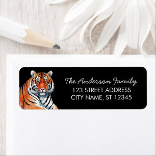 Trendy Tiger Return Address Black