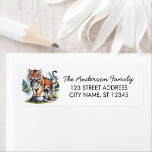 Trendy Tiger Return Address Black