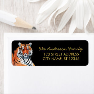 Trendy Tiger Return Address Black Gold 