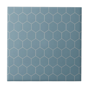 Trendy Traditional Classic Hexagon Pattern Blue Tile