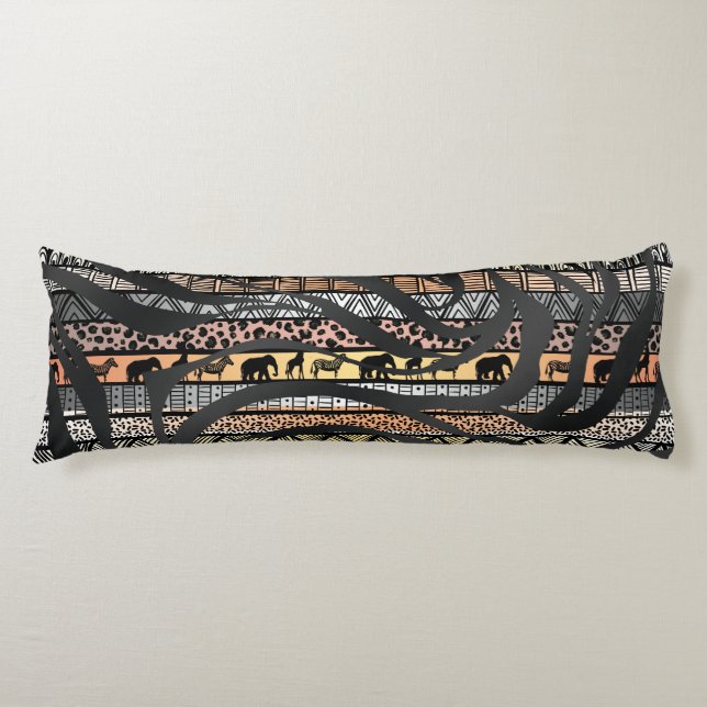 Trendy Tribal African Pattern Zebra Print Body Pillow (Front)