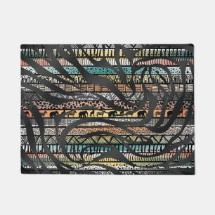 Trendy Tribal African Pattern Zebra Print Doormat
