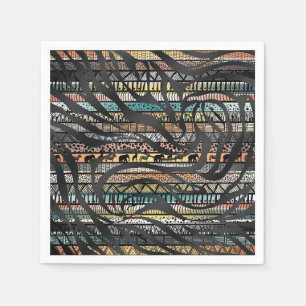 Trendy Tribal African Pattern Zebra Print Napkin