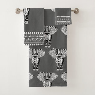 Trendy Tribal Bohemian Elephant Bath Towel Set