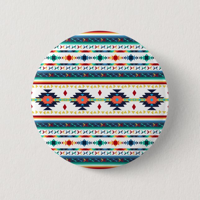 trendy tribal ethnic geometric pattern 2 inch round button (Front)