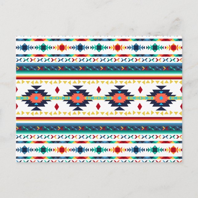 trendy tribal ethnic geometric pattern postcard (Front)