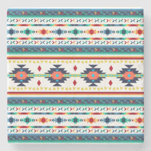 trendy tribal ethnic geometric pattern stone coaster