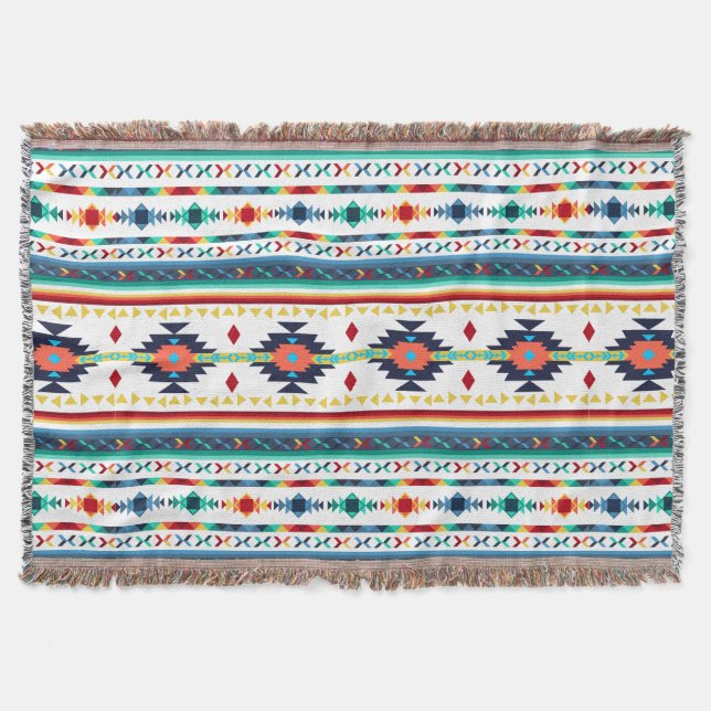 trendy tribal ethnic geometric pattern throw blanket (Front)