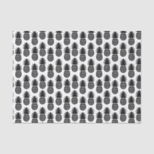 Trendy Tropical Black and White Pineapple Pattern Tissue Paper