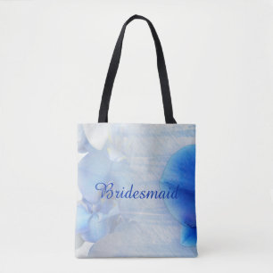 Trendy Tropical Blue Watercolor Orchid Floral Tote Bag