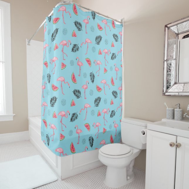 Trendy Tropical Flamingo & Watermelon Pattern (In Situ)