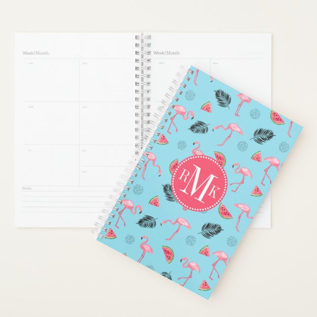 Trendy Tropical Flamingo & Watermelon Pattern Planner (Display)