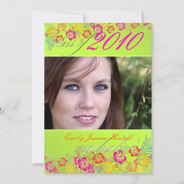 Trendy Tropical flowers Graduations Party Invitation (Front)