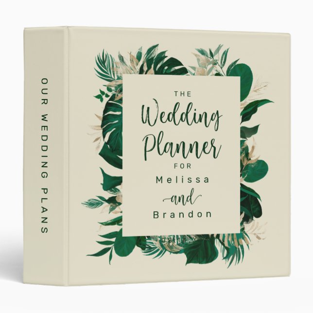 Trendy Tropical Greenery Wedding Planner Binder (Front/Spine)
