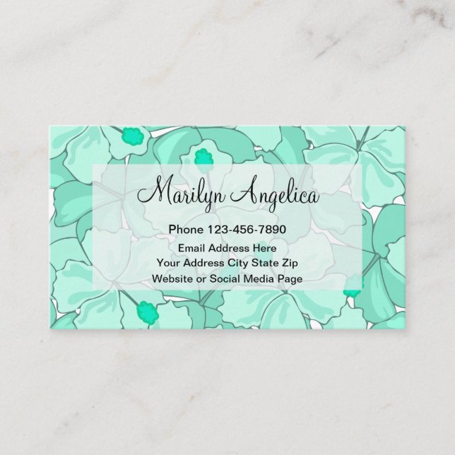 Trendy Tropical Monogram Contact Business Card (Front)