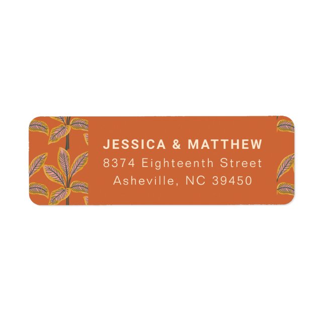 Trendy Tropical Palm Trees Orange Return Address (Front)