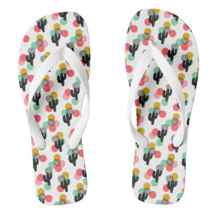 Trendy Tropical Succulent Pattern Flip Flops