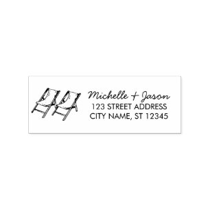 Trendy Tropical Two Chairs Wedding Return Address Rubber Stamp