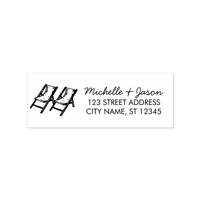 Trendy Tropical Two Chairs Wedding Return Address  Rubber Stamp (Imprint)