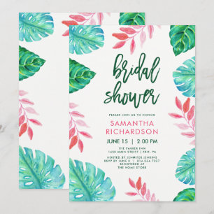 Trendy Tropical Watercolor Bridal Shower Invitation