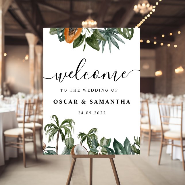 Trendy Tropical Watercolor Green Leaves Poster (Creator Uploaded)