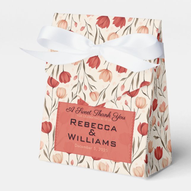 Trendy Tulip Reception Wedding Favour Boxes (Front Side)
