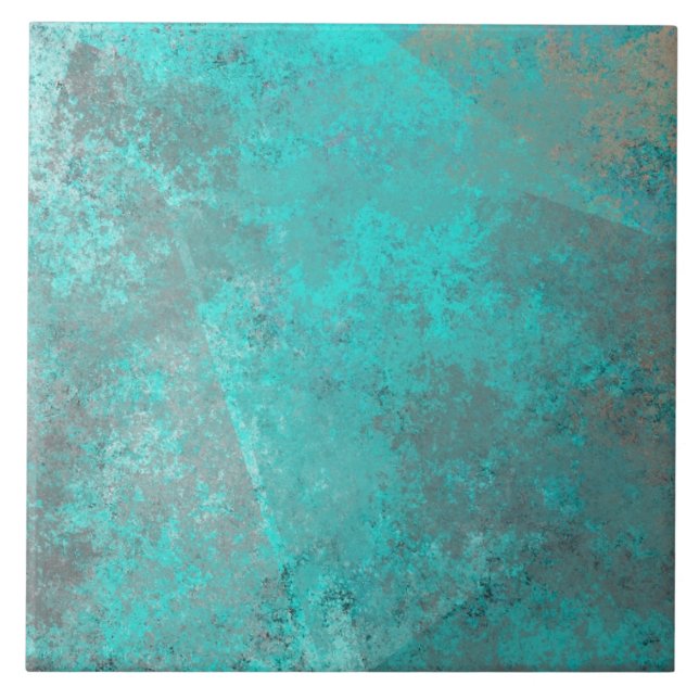 Trendy Turquoise and Grey Colours Ceramic Tile (Front)