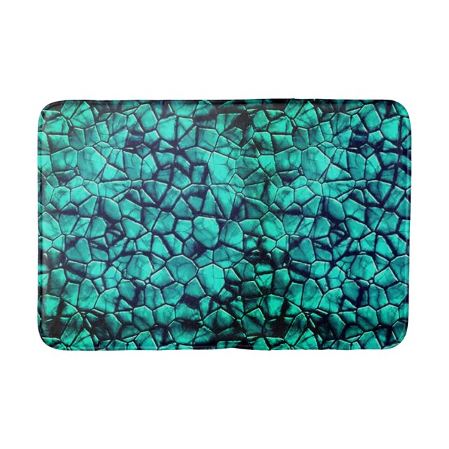Trendy turquoise beach pebbles texture design bath mat (Front)