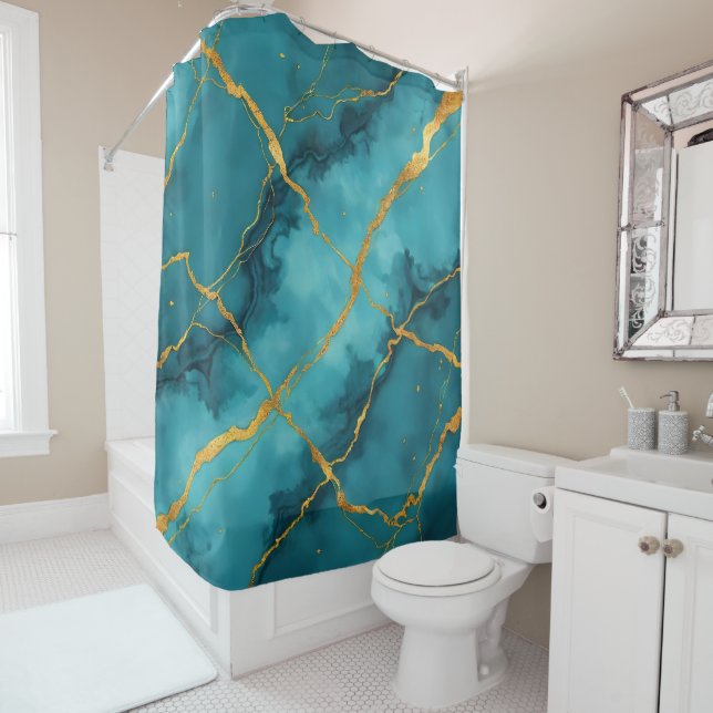 Trendy Turquoise Blue Gold Marble Collection (In Situ)