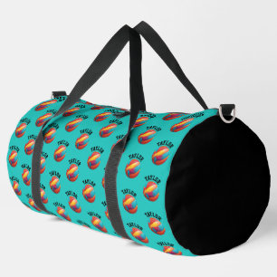 Trendy Turquoise Colourful Basketball Sport Name Duffle Bag