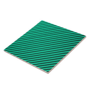Trendy Turquoise Faux Stripe Ceramic Tile