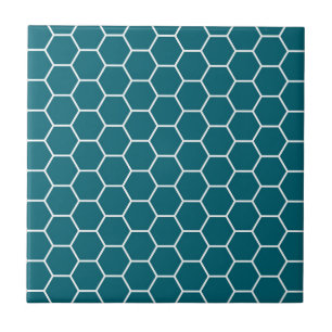 Trendy Turquoise Geometric Hexagon Pattern Tile