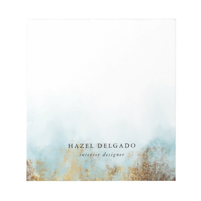 Trendy Turquoise Gold Watercolor Notepad (Front)