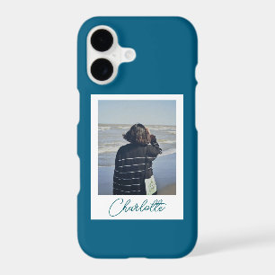 Trendy Turquoise Polaroid Style Custom Name