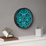 Trendy Turquoise Teal Blue Hip Bohemian Bali Art Clock<br><div class="desc">Beautiful classic and contemporary teal, turquoise, light and dark blue coloured fantasy pattern. Decorative motif available on a variety of stylish products and matching home décor accents and accessories. An original design for the interior decorator or those who love decorating their master or children's bedroom, nursery, living or family room,...</div>