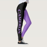 Trendy Two Colours | Name | Black and Amethyst Leggings<br><div class="desc">Trendy Two Colours | Personalized Name | Black and Amethyst Leggings</div>