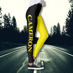 Trendy Two Colours | Name | Black and Canary Yello Leggings<br><div class="desc">Trendy Two Colours | Personalized Name | Black and Canary Yellow Leggings</div>