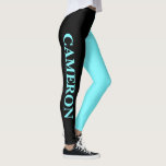 Trendy Two Colours | Name | Black and Electric Blu Leggings<br><div class="desc">Trendy Two Colours | Personalized Name | Black and Electric Blue Leggings</div>
