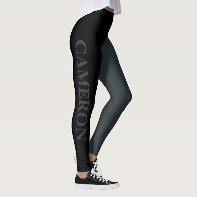 Trendy Two Colours | Name | Black and Gunmetal Leggings (Right)