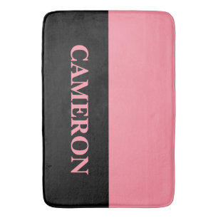Trendy Two Colours   Name   Black and Salmon Pink Bath Mat